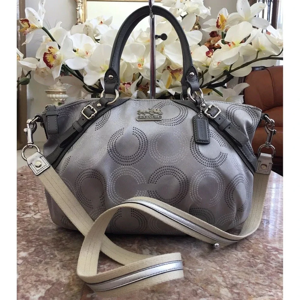 Coach 15935 Madison Grey Sophia OP Dotted Art Convertible Satchel EUC MSRP $298.